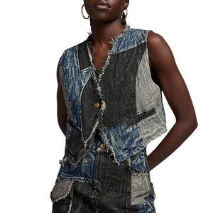 Patchwork Denim Vest